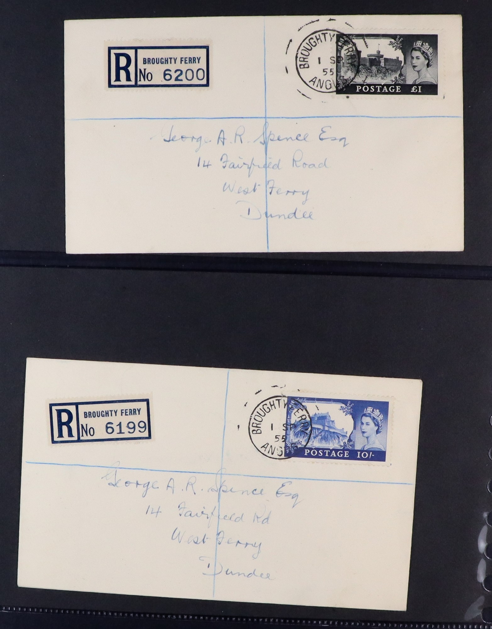 GB.FIRST DAY COVERS 1955 Castle high values set of 4 stamps on 3 neat plain covers, the 10s & £1