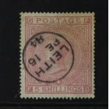 GB.QUEEN VICTORIA 1867-83 5s rose (plate 4) wmk Large Anchor, SG 130, used with superb small LEITH