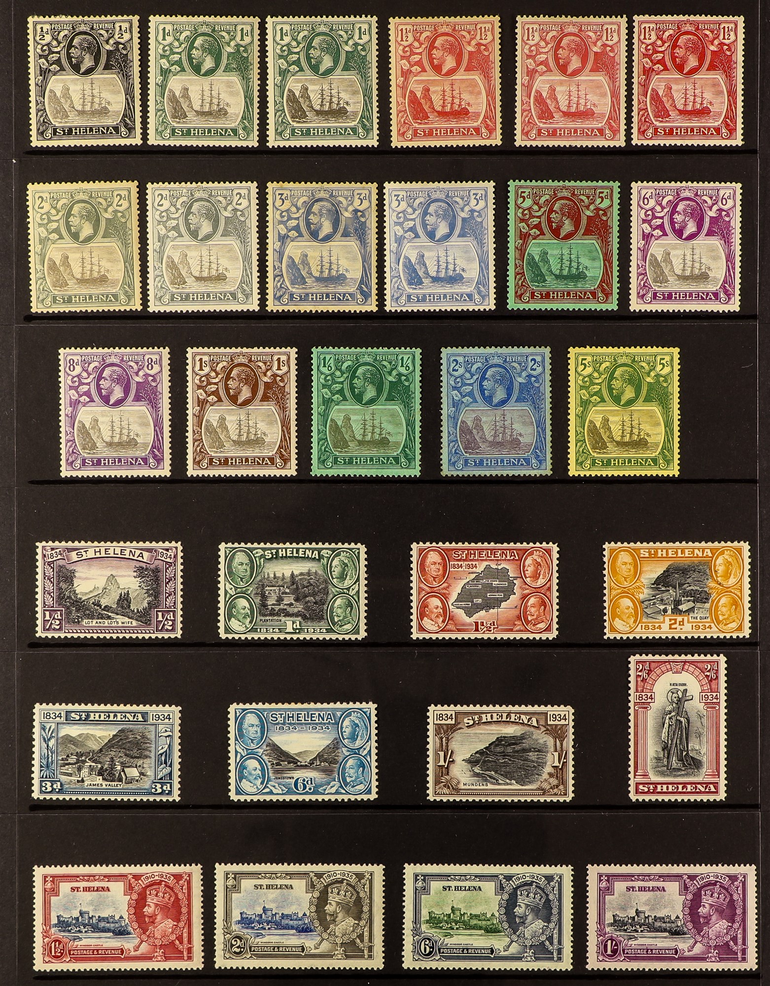 ST HELENA 1912 - 1935 MINT COLLECTION of over 50 stamps on protective pages, note 1912-16 set, - Image 2 of 2