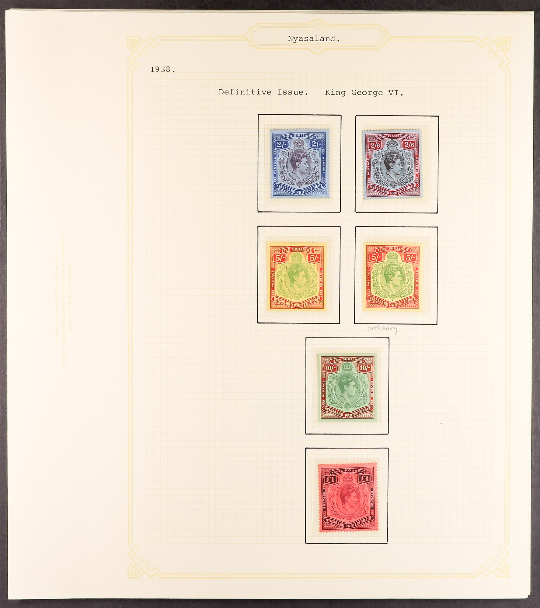 NYASALAND 1937 - 1951 COMPLETE COLLECTION of mint / never hinged mint, note 1938-44 set with 5s (