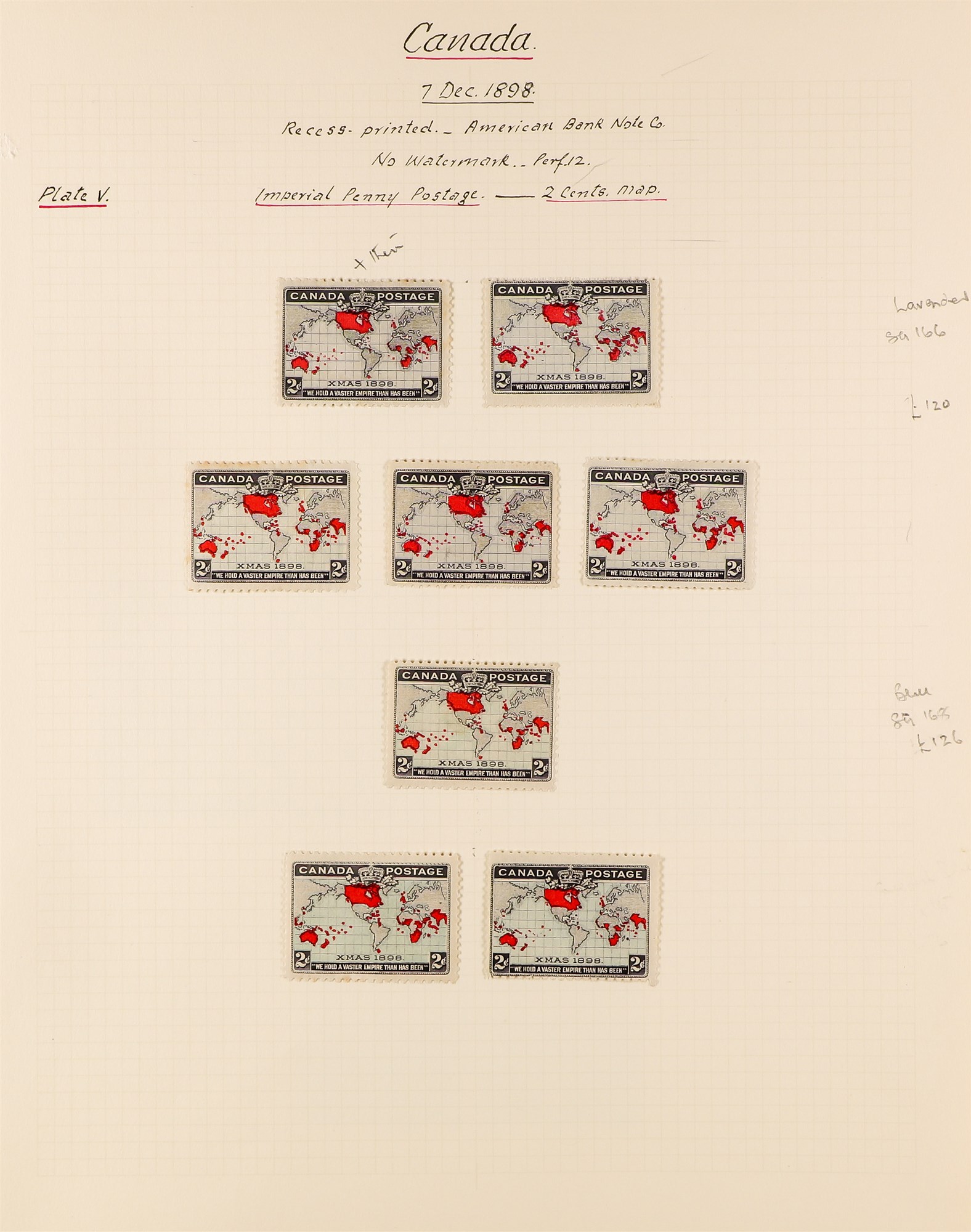 CANADA 1898 IMPERIAL PENNY POSTAGE 2c Map specialized collection of mint stamps incl blocks 4, a