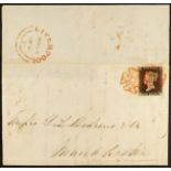 GB.PENNY BLACKS 1840 MAY DATE. 1840 (23 May) EL from Liverpool to Manchester bearing 1d black 'OJ'