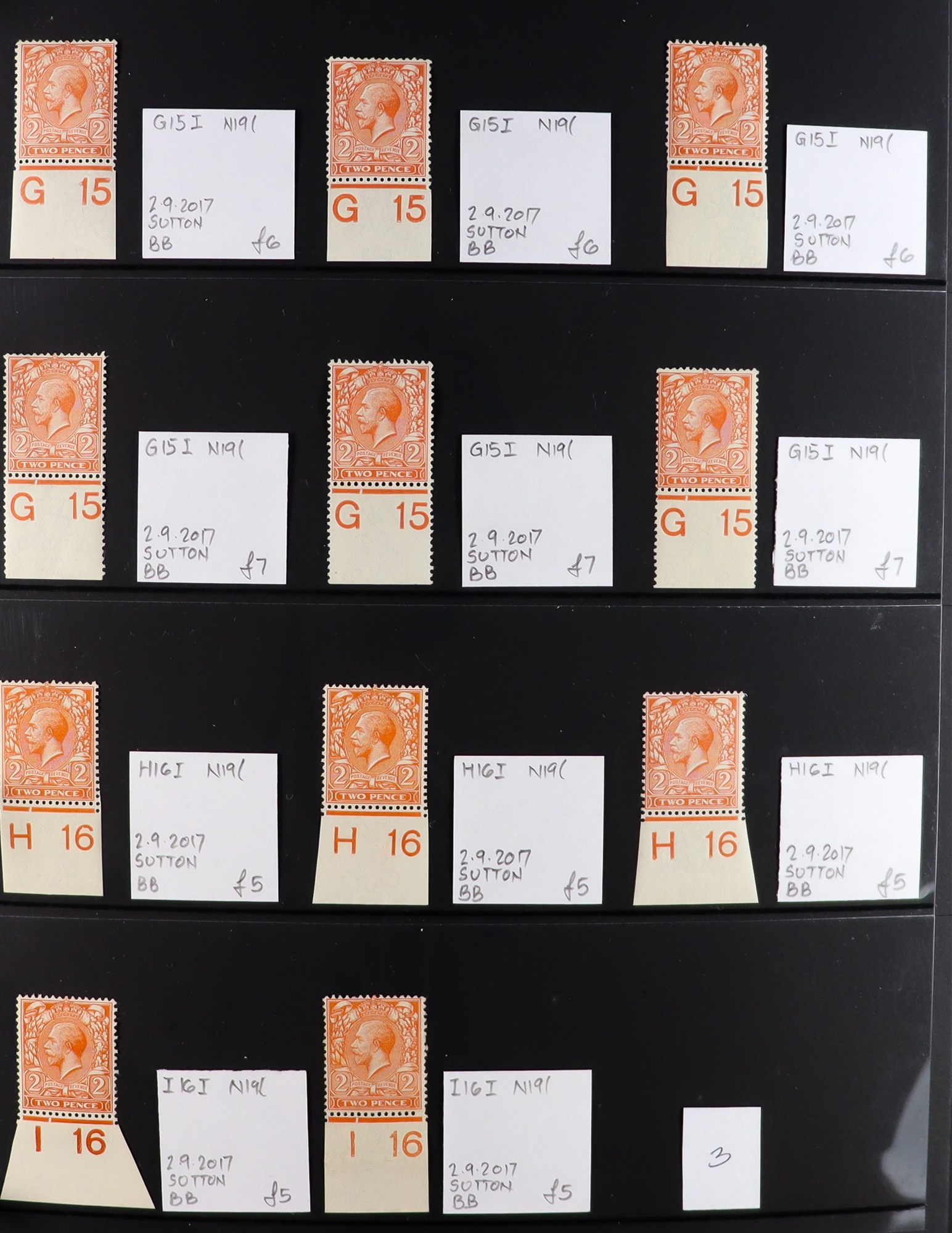 GB.GEORGE V 1912-24 2d ORANGE - SPECIALIZED CONTROL NUMBERS COLLECTION of mint (much never hinged - Image 3 of 17