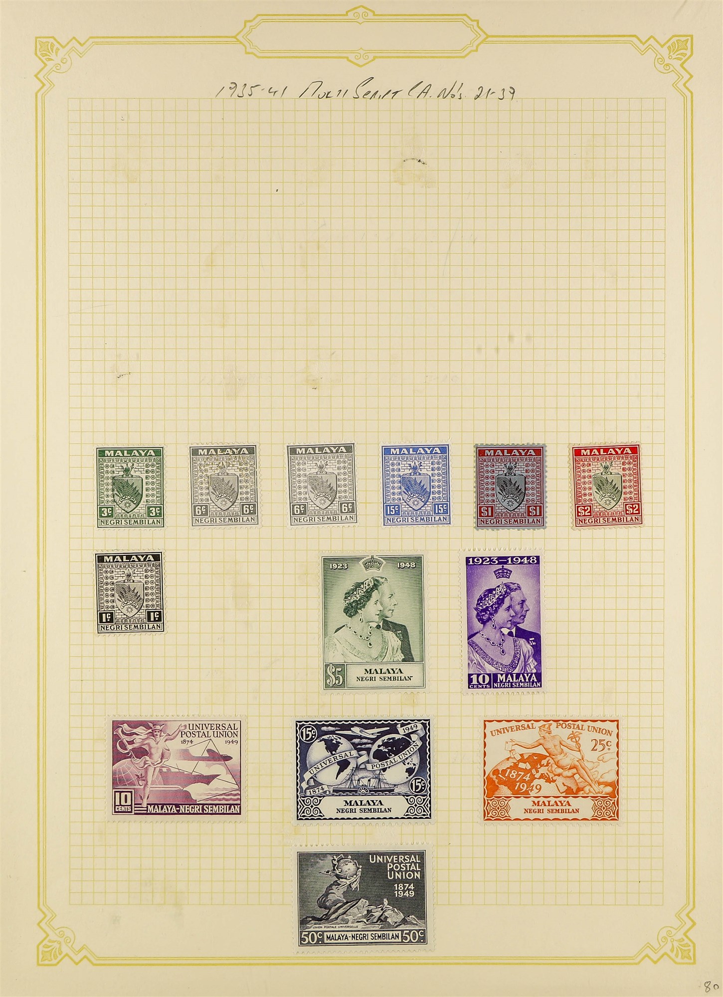 MALAYA STATES NEGRI SEMBILAN 1891 - 1949 mint on album pages incl. 1891-94 set, 1895-99 set to 10c & - Image 2 of 3