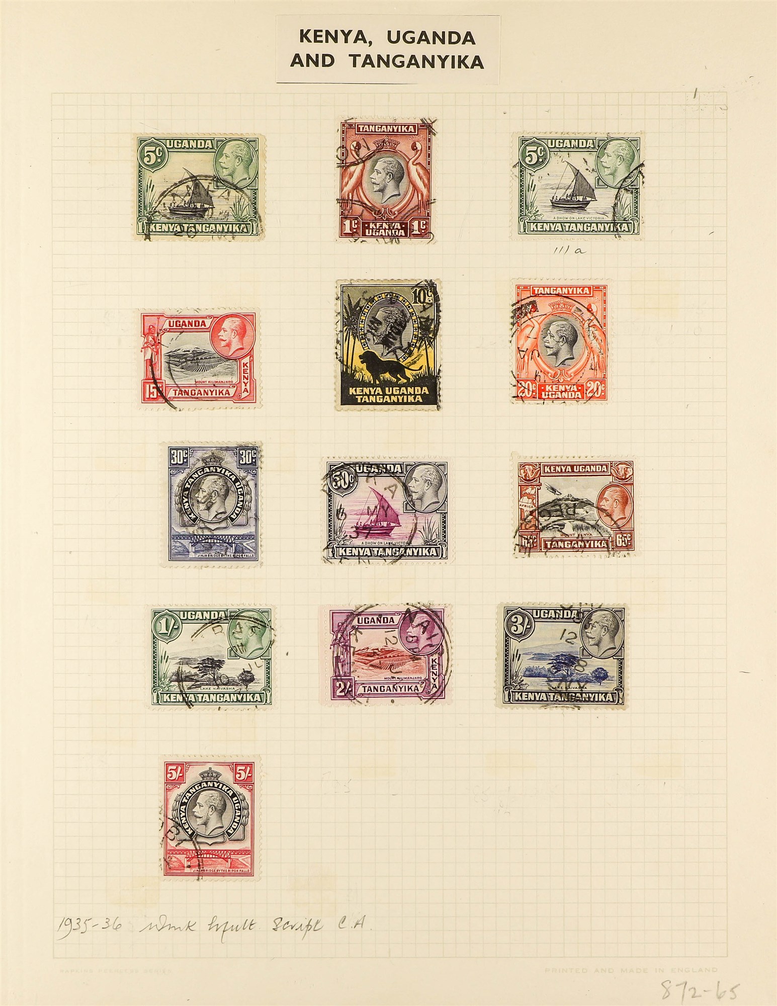 K.U.T. 1890 - 1954 COLLECTION of used stamps on album pages, some high values with fiscal - Image 4 of 7