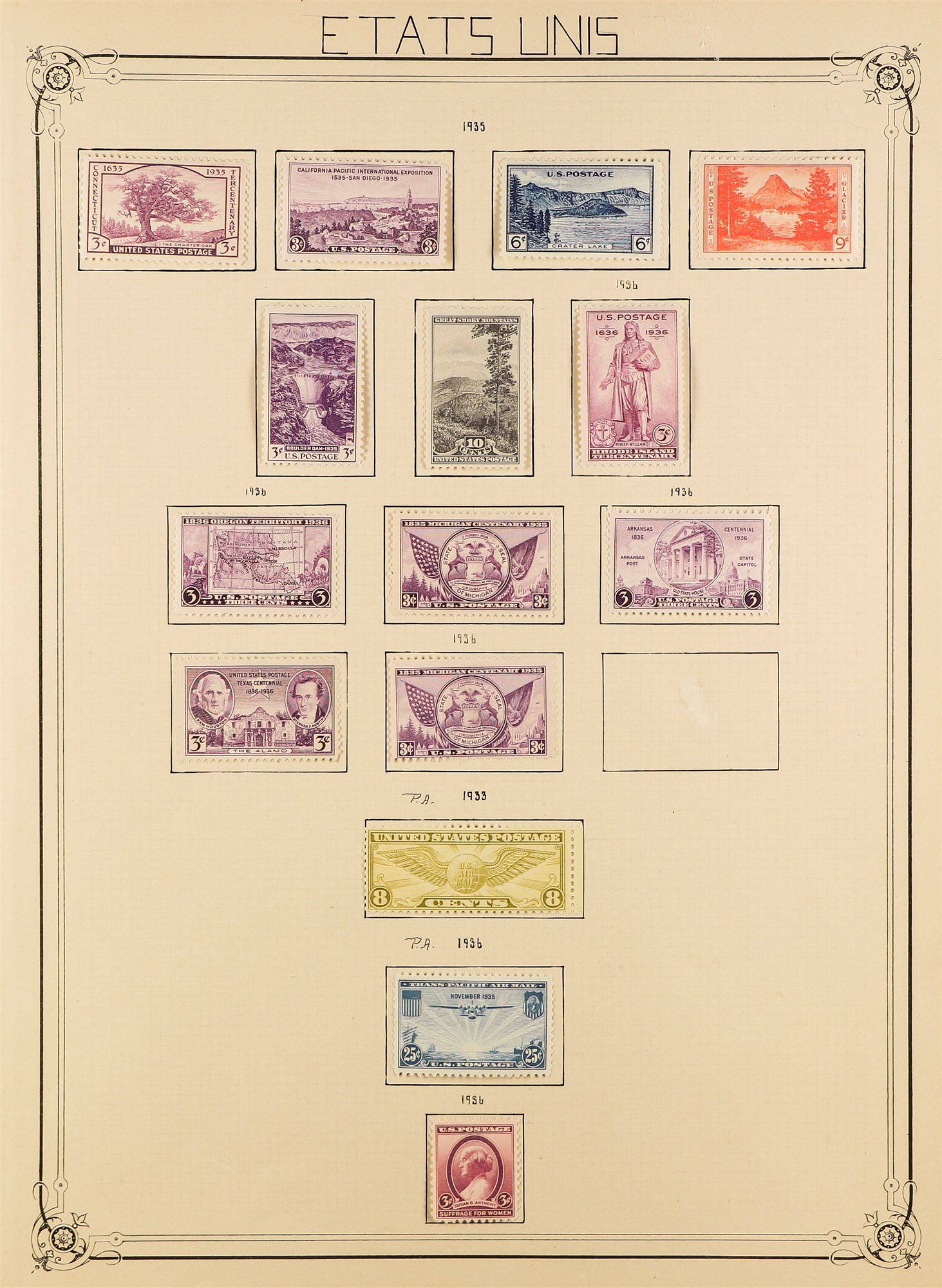 UNITED STATES 1902 - 1938 COLLECTION of mint and used stamps on old Yvert album pages, includes many - Image 10 of 12