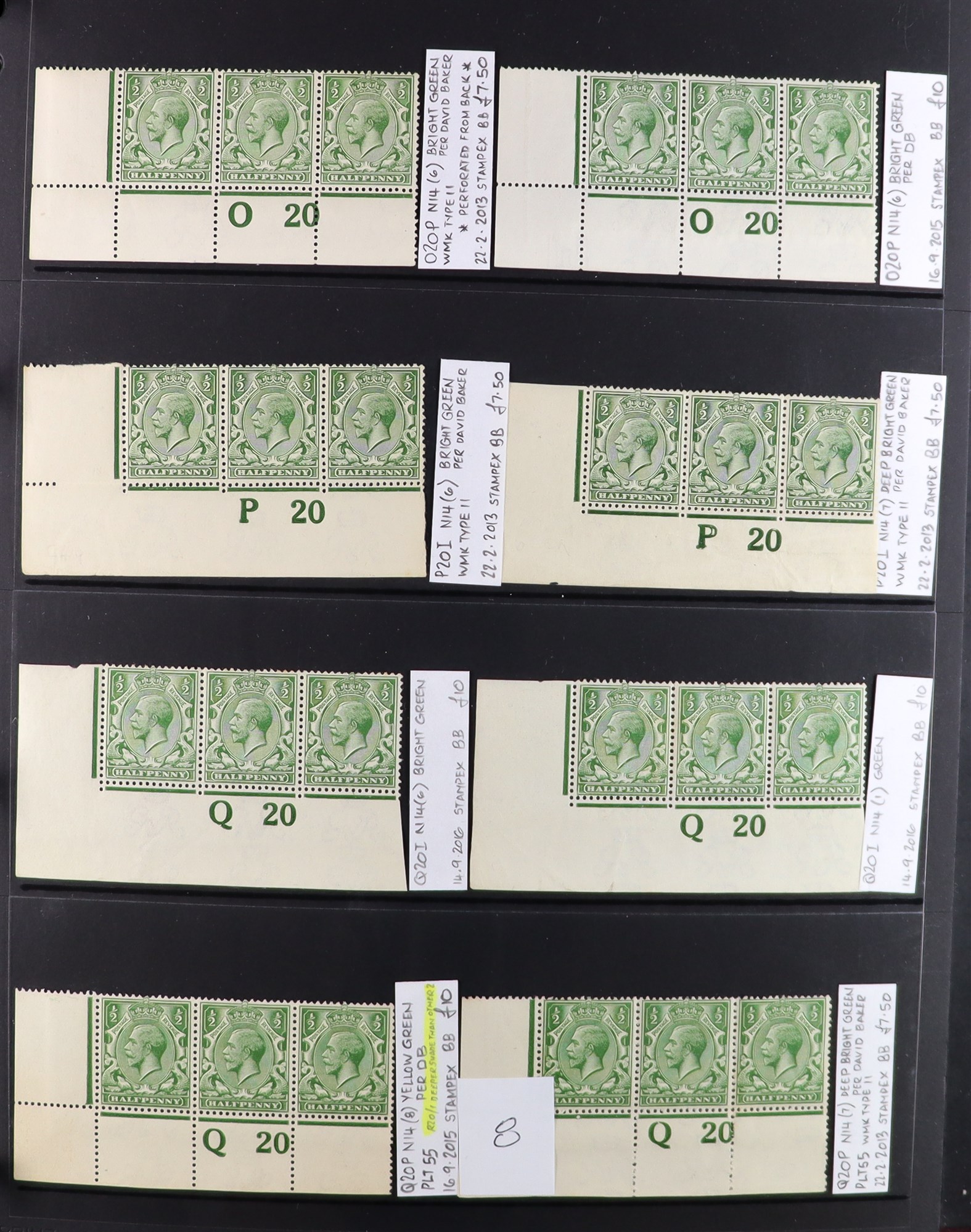 GB.GEORGE V 1912-24 ½d GREENS - SPECIALIZED CONTROL NUMBERS COLLECTION of mint (much never hinged - Image 8 of 27