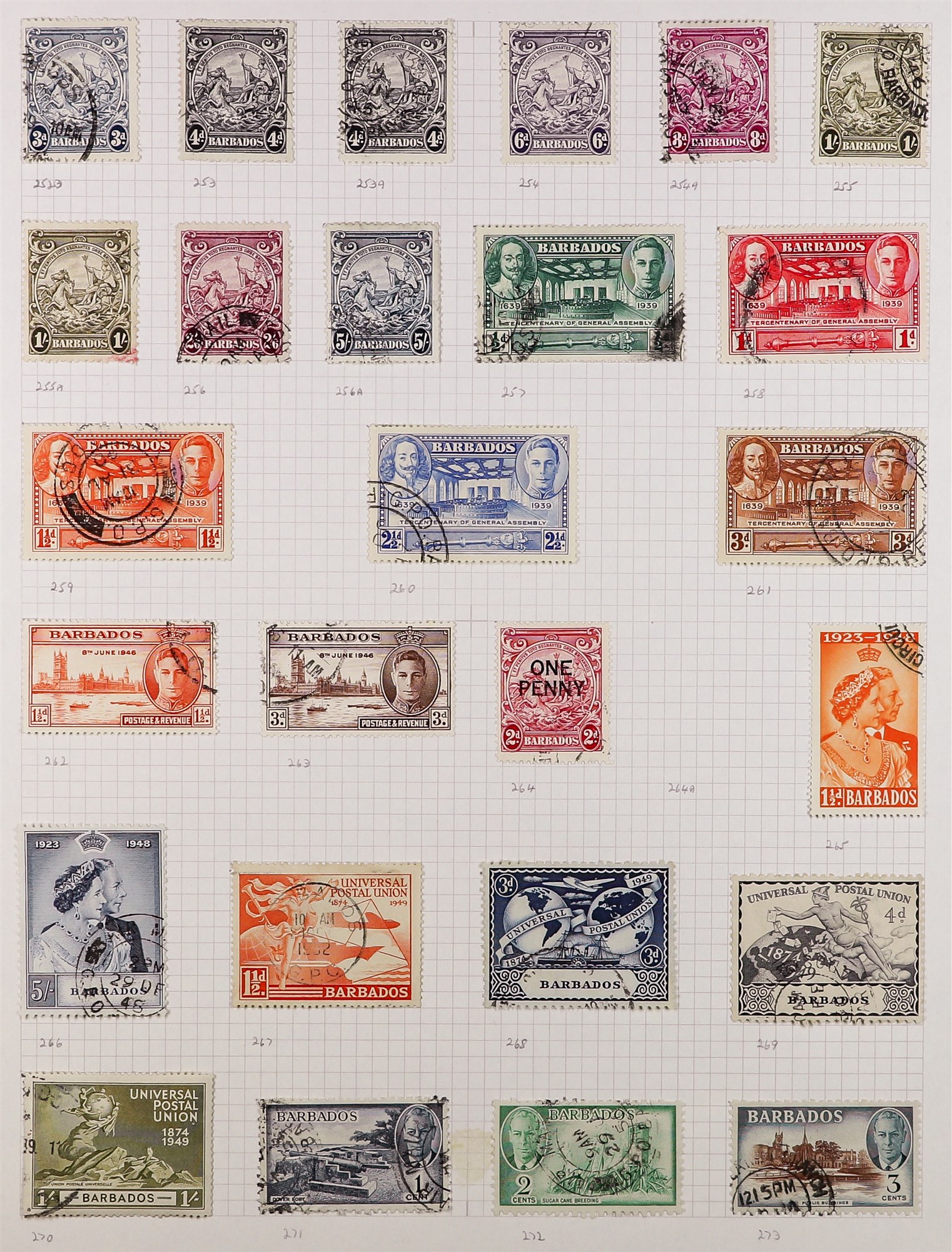 BARBADOS 1852 - 1980 USED COLLECTION of around 500 stamps & miniature sheets in album, comprehensive - Image 5 of 9