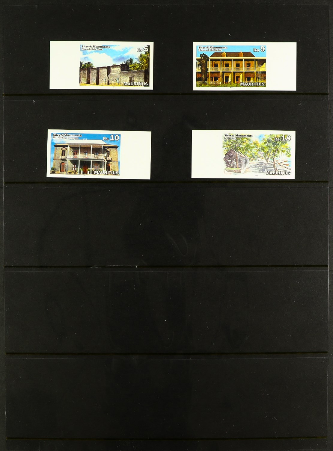 MAURITIUS 2005 - 2013 IMPERFORATE PROOFS of the 2005 Round Island set, 2006 Bicentenary of Mahebourg - Image 3 of 3