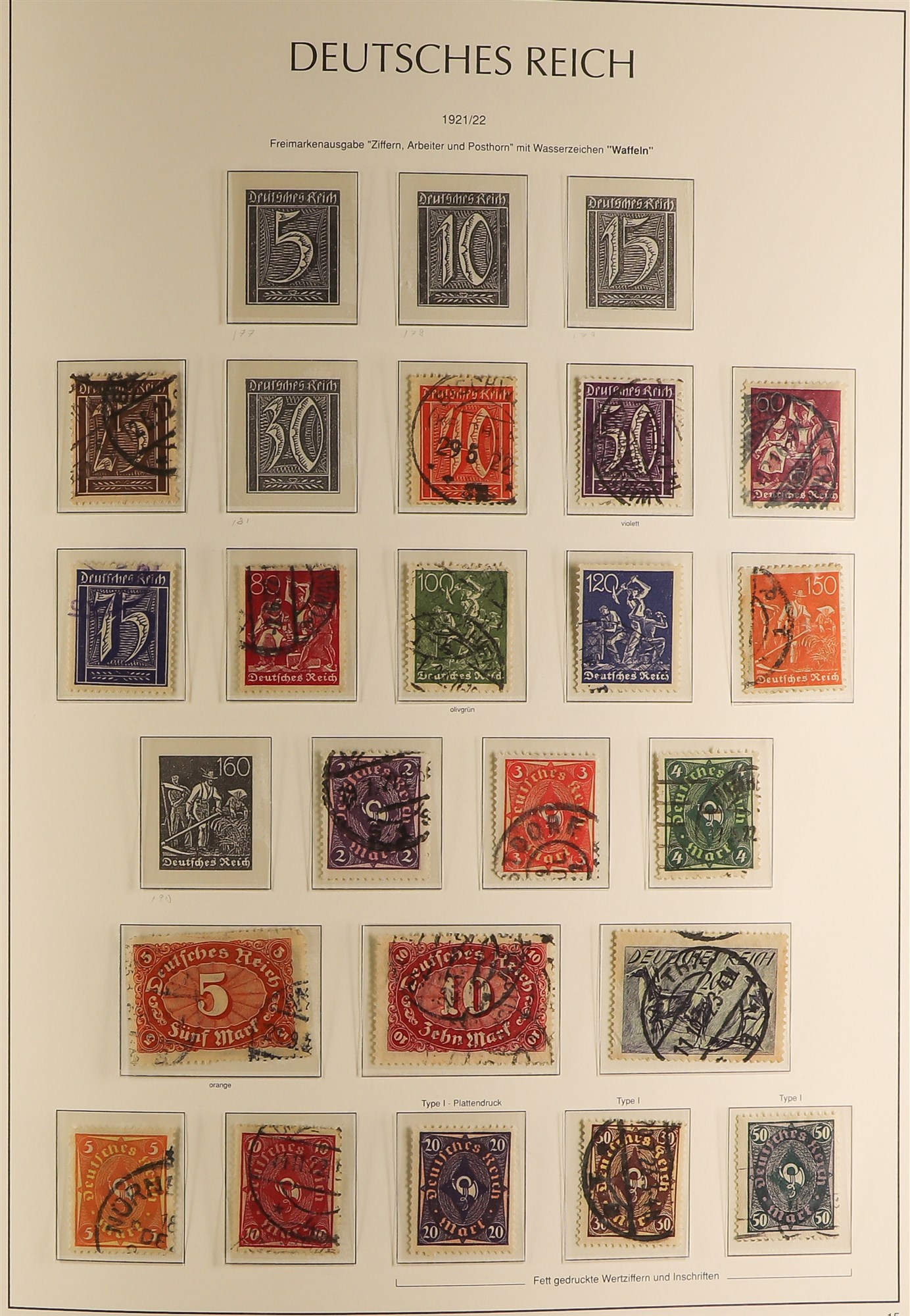 GERMANY 1872 - 1932 USED COLLECTION of over 400 stamps in hingeless album, many high / top values, - Image 3 of 6