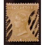 GB.QUEEN VICTORIA 1865-67 9d straw, wmk Emblems, SG 98, used with small part barred oval