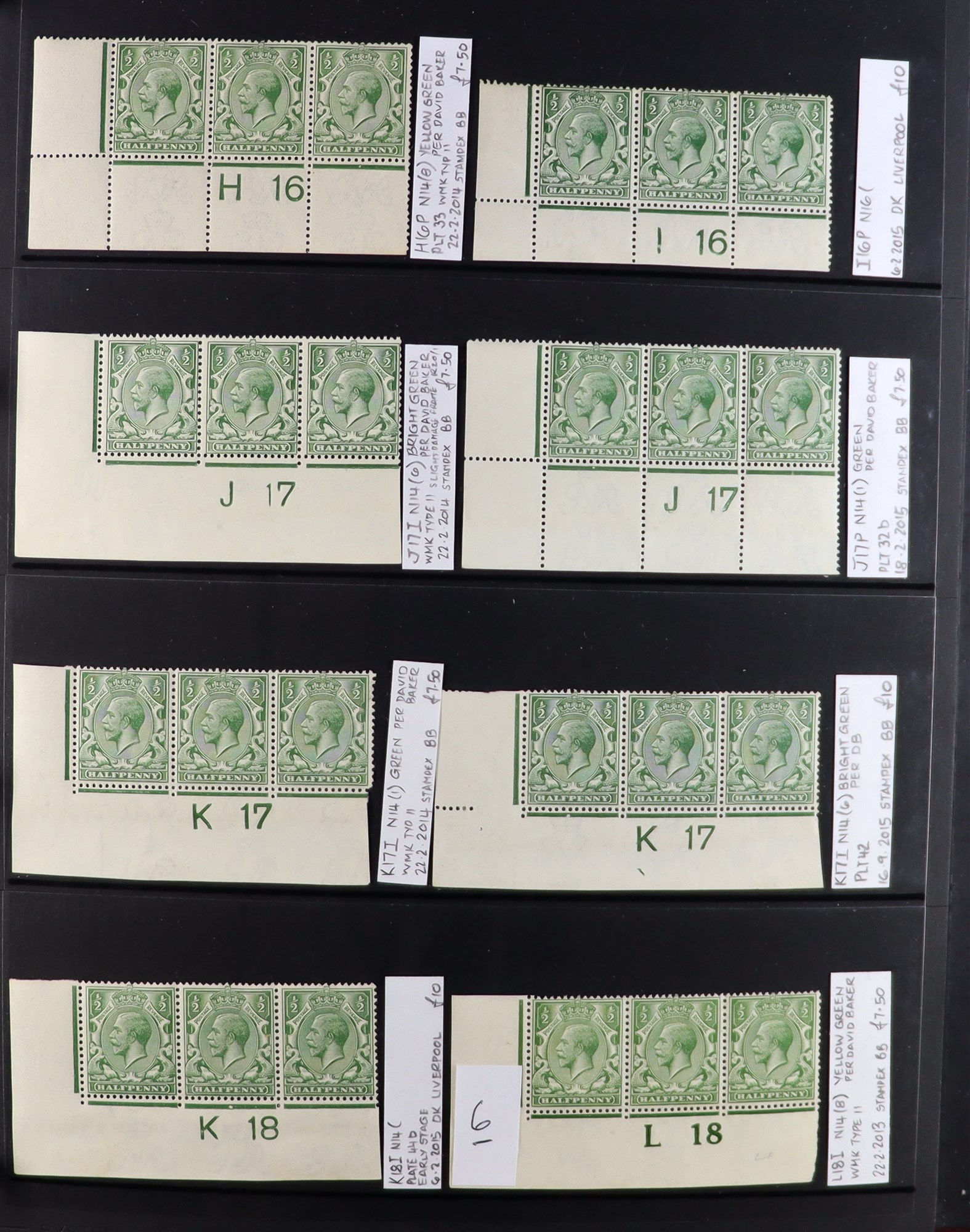 GB.GEORGE V 1912-24 ½d GREENS - SPECIALIZED CONTROL NUMBERS COLLECTION of mint (much never hinged - Image 6 of 27