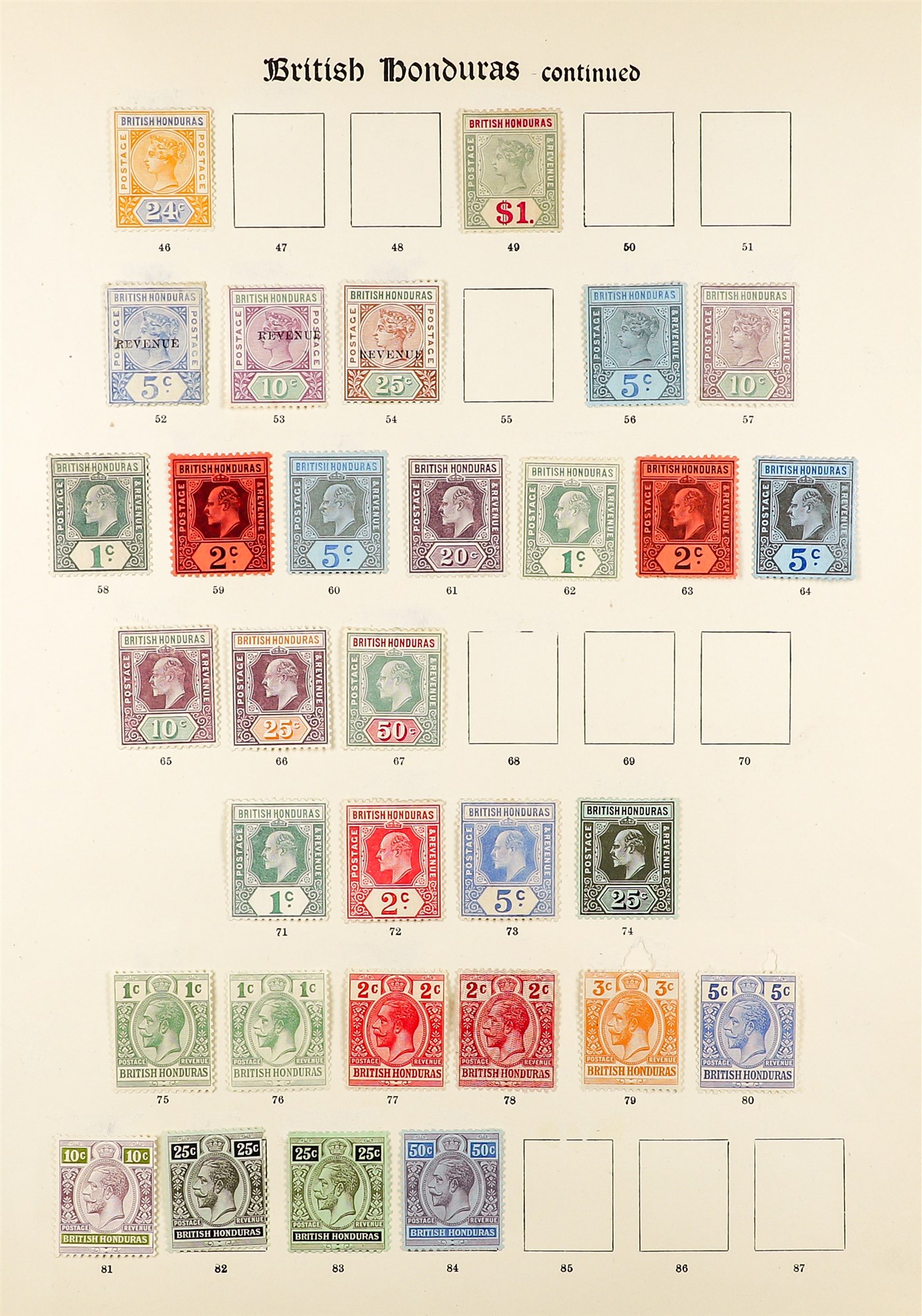 BR. HONDURAS 1865 - 1935 MINT COLLECTION of 90+ stamps on pages from the SG "Imperial" album, 1865 - Image 3 of 3