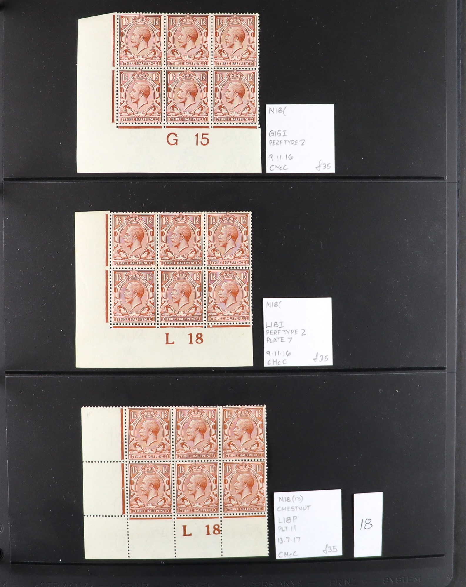 GB.GEORGE V 1912-24 1½d RED-BROWNS - SPECIALIZED CONTROL NUMBERS COLLECTION of mint (much never - Image 18 of 21