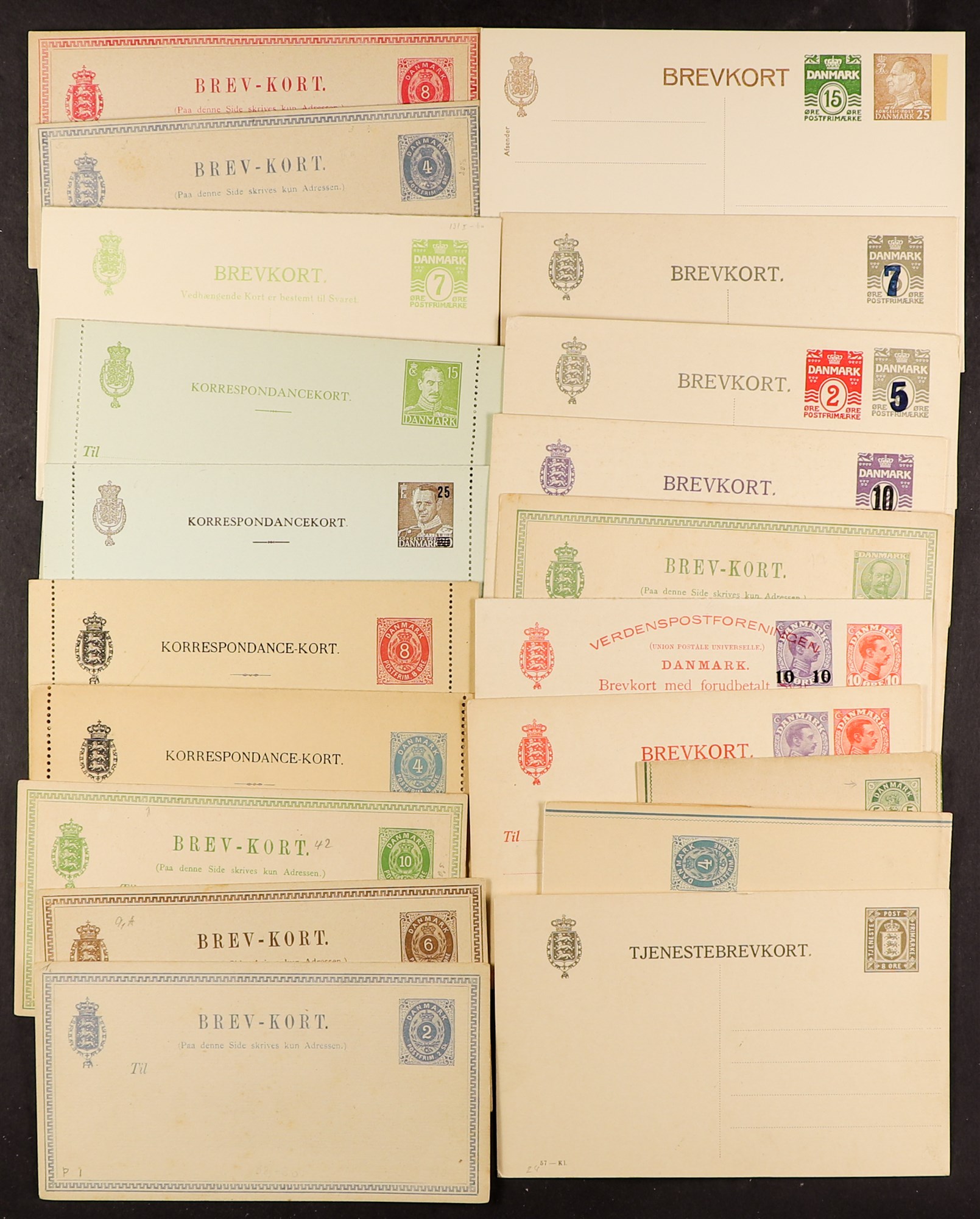 DENMARK POSTAL STATIONERY 1880's - 2000's COLLECTION of unused cards, reply cards, envelopes &