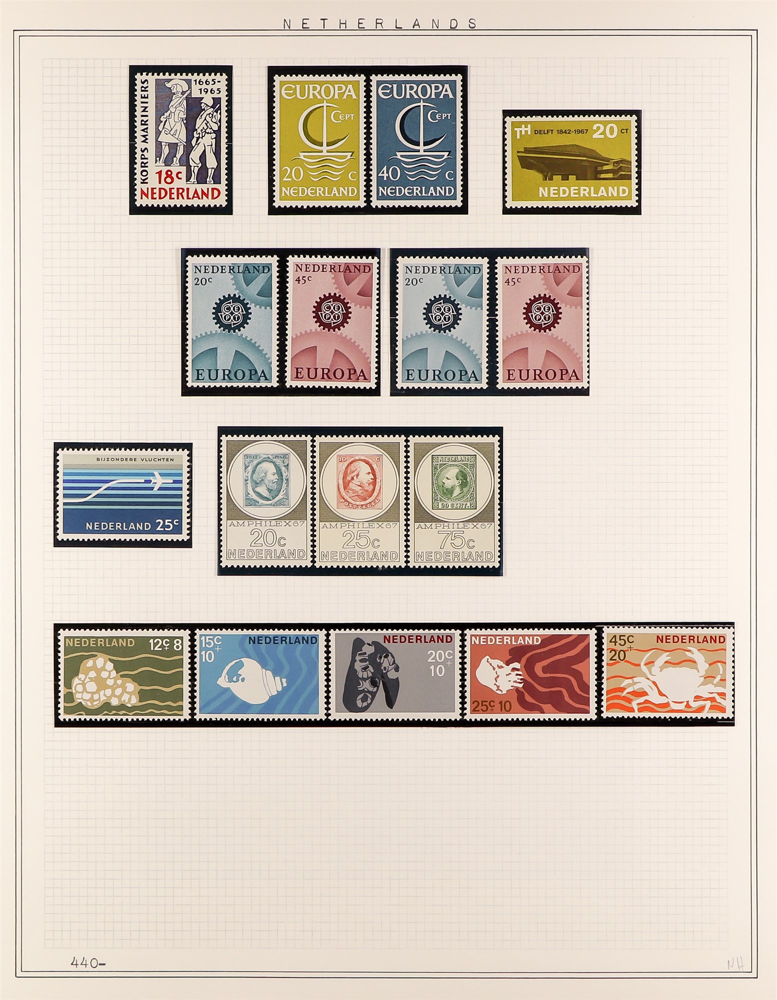 NETHERLANDS 1924 - 1967 NEVER HINGED MINT COLLECTION around 280 stamps on album pages, complete sets - Image 7 of 7