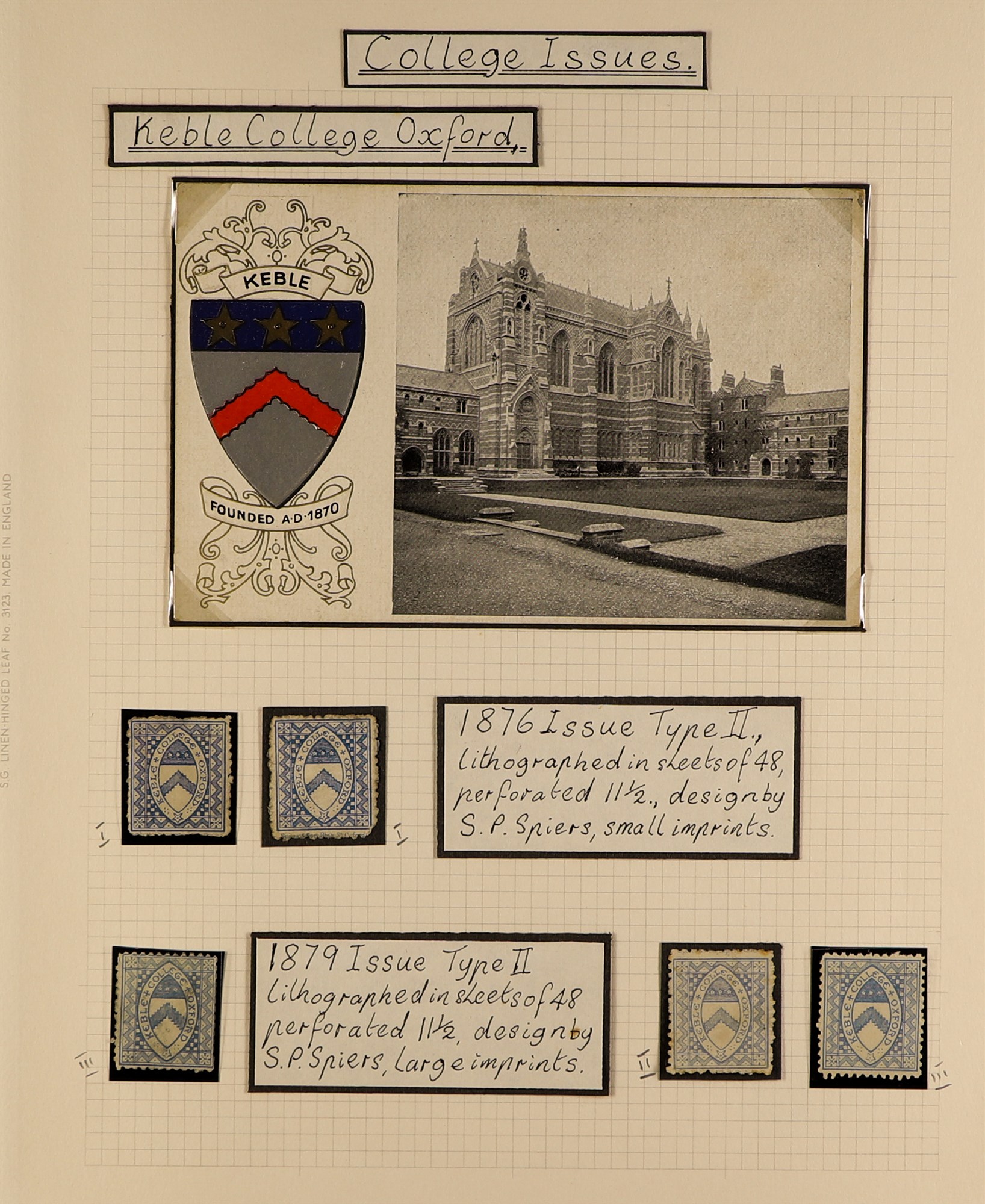 GREAT BRITAIN COLLEGE STAMPS - KEBLE COLLEGE OXFORD specialised collection of 100+ stamps spanning