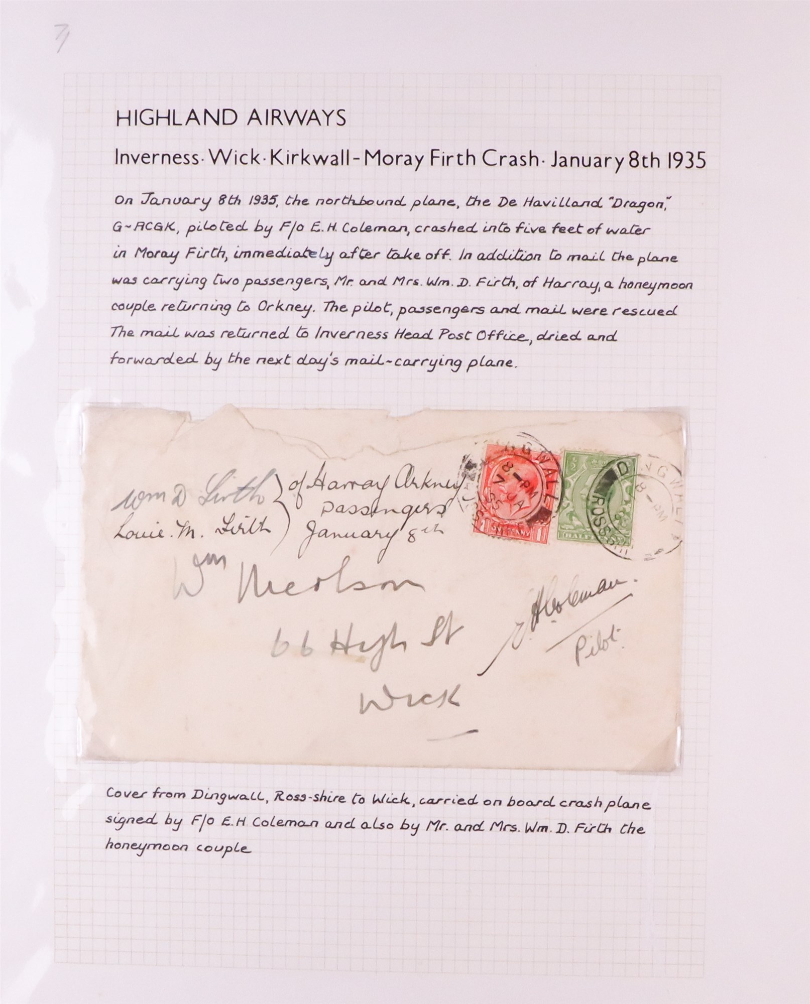 GB. COVERS & POSTAL HISTORY ORKNEY ISLANDS AIRMAIL COVERS COLLECTION 1934-39 with 1934 (29 May) F.F. - Image 5 of 10