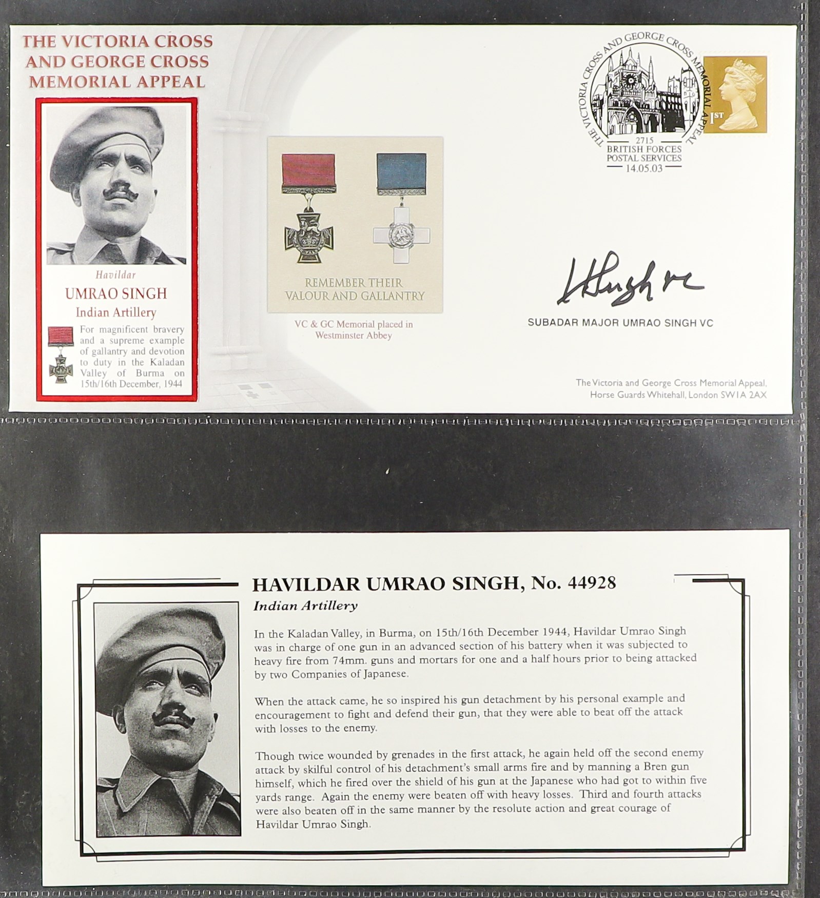 GB. COVERS & POSTAL HISTORY VICTORIA CROSS & GEORGE CROSS RECIPIENTS SIGNED COVERS Mostly 2003 - Image 2 of 11