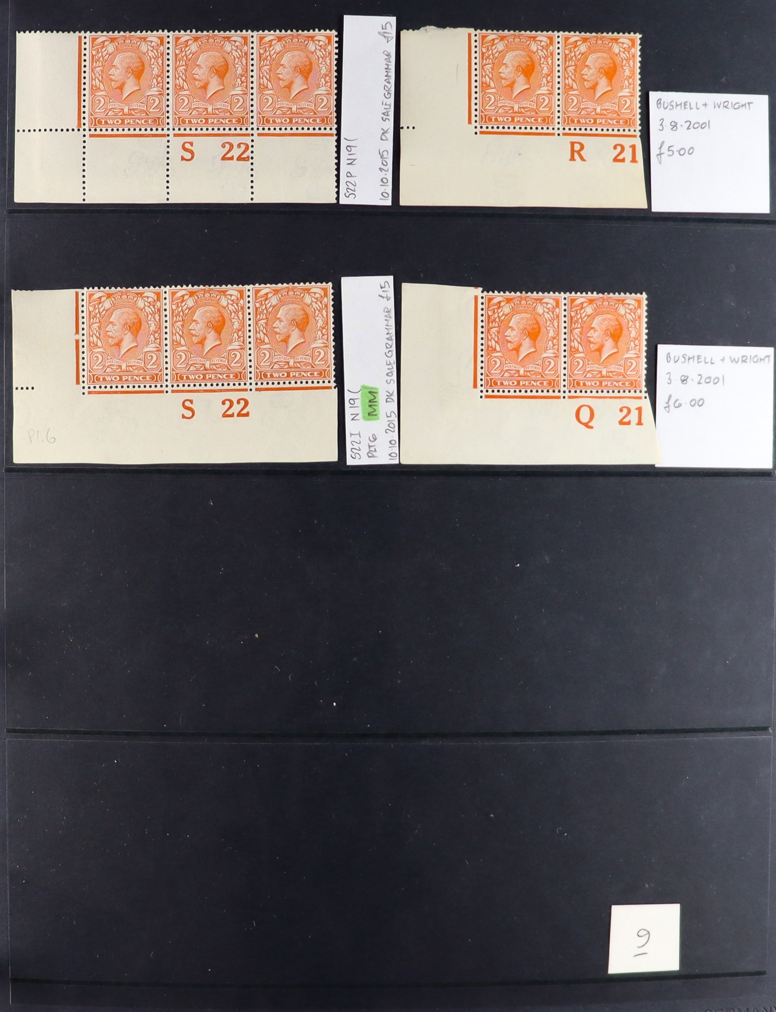 GB.GEORGE V 1912-24 2d ORANGE - SPECIALIZED CONTROL NUMBERS COLLECTION of mint (much never hinged - Image 9 of 17