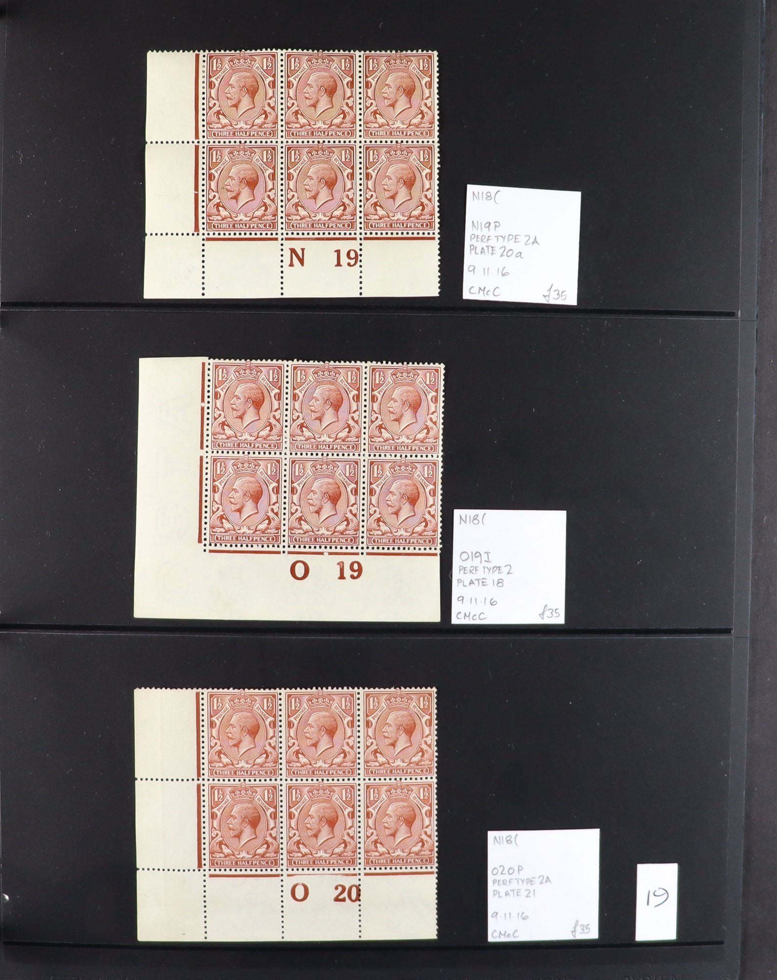 GB.GEORGE V 1912-24 1½d RED-BROWNS - SPECIALIZED CONTROL NUMBERS COLLECTION of mint (much never - Image 19 of 21