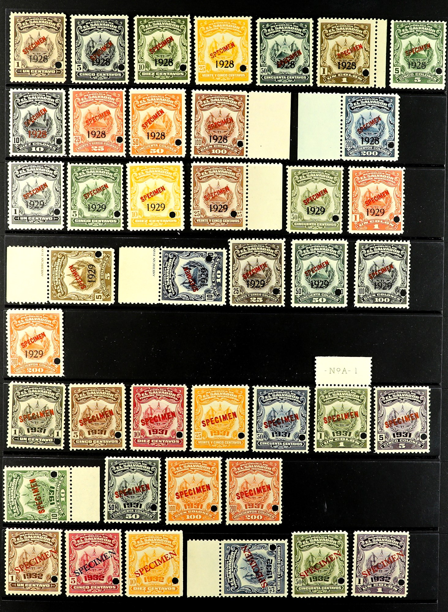 EL SALVADOR 1918 - 1933 'TIMBRE MUNICIPAL' REVENUE STAMPS collection of 180+ never hinged mint - Image 4 of 5