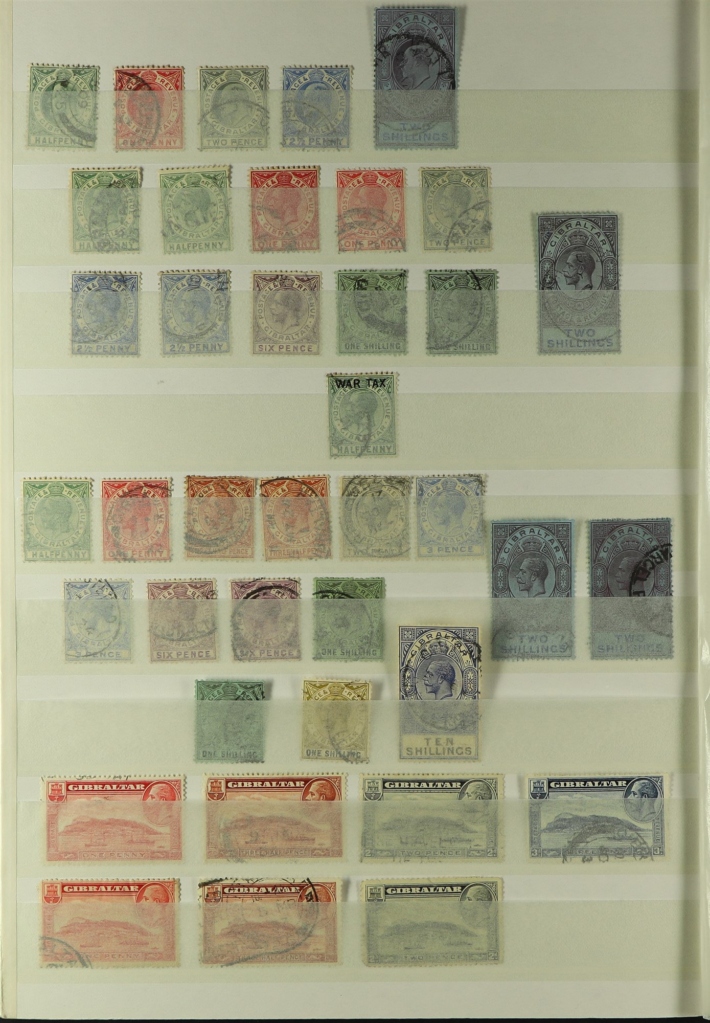 GIBRALTAR 1886 - 1933 COLLECTION of over 75 used stamps on protective pages, values to 8s & 10s, - Image 2 of 2