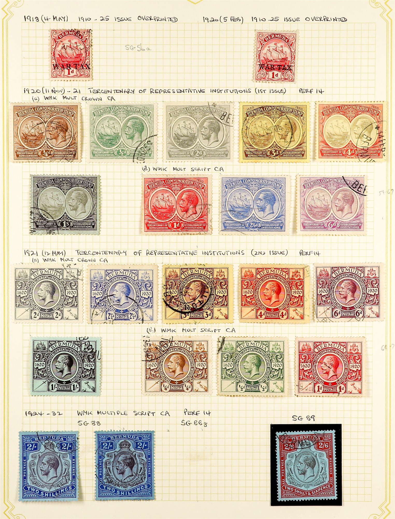 BERMUDA 1902 - 1936 FINE USED COLLECTION of 87 stamps on pages, note 1906-10 set, 1910-25 set with - Image 2 of 3