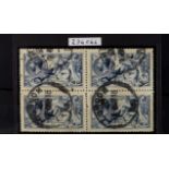 GB.GEORGE V 1915 10s deep blue De La Rue Seahorse, SG 411, used block 4 with London 1918 cds