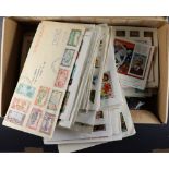 COOK IS. SHOEBOX OF FIRST DAY COVERS nearly all different, illustrated and chiefly unaddressed