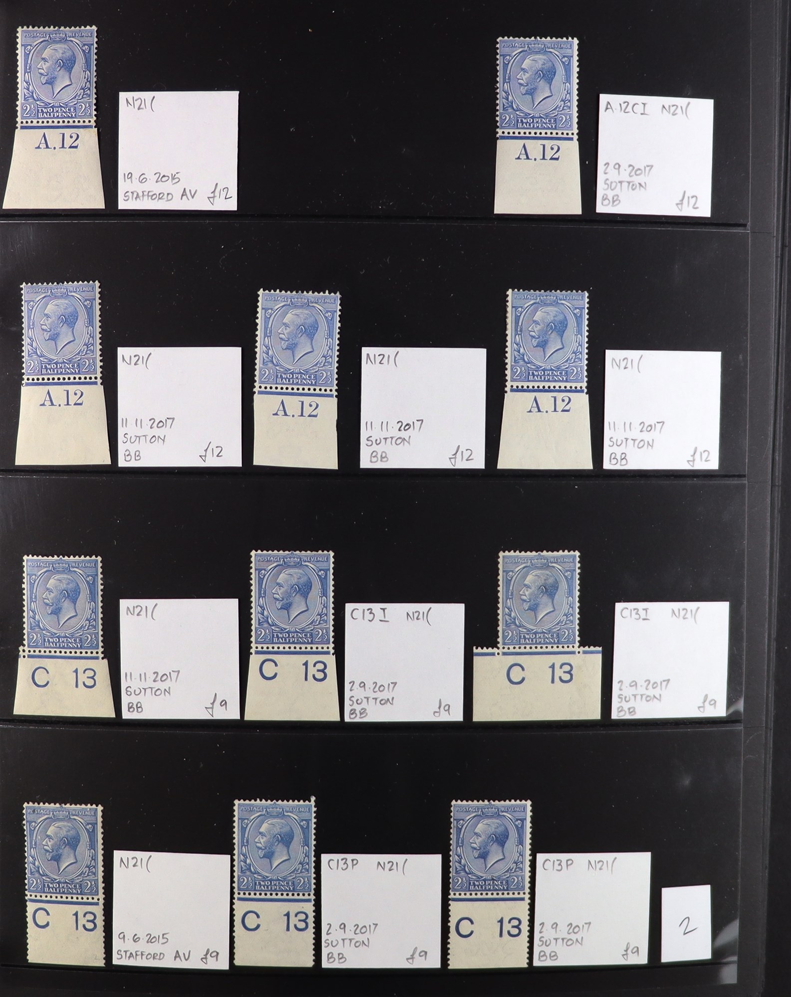 GB.GEORGE V 1912-24 2½d BLUES - SPECIALIZED CONTROL NUMBERS COLLECTION of mint (much never hinged - Image 2 of 20