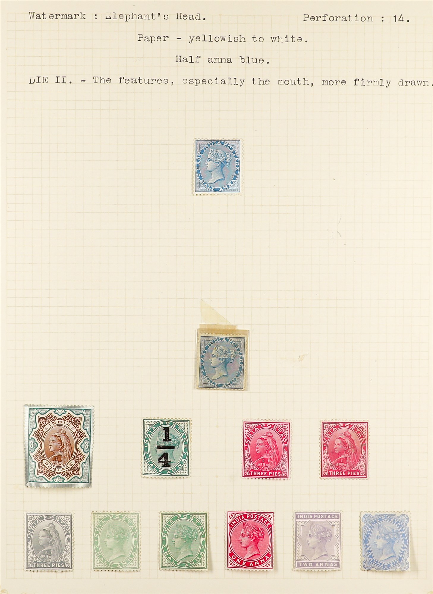 INDIA 1854 - 1900 MINT COLLECTION of 72 stamps on pages, note 1854-55 1a die II, 1855 4a, 1856-64 ½a - Image 4 of 5