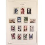 FRANCE 1950 - 1974 COMPLETE COLLECTION of used stamps in a hingeless Lighthouse France album (+