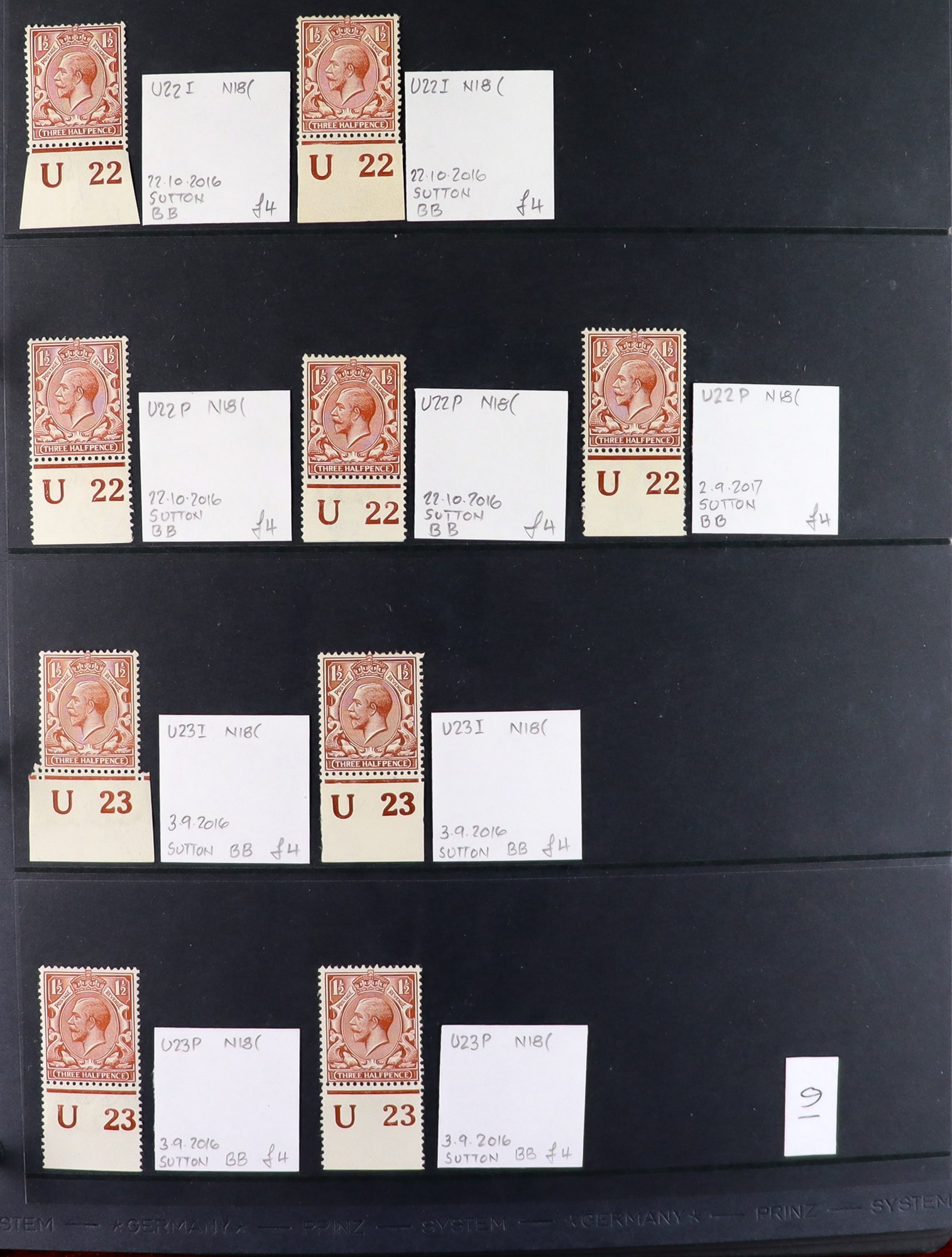 GB.GEORGE V 1912-24 1½d RED-BROWNS - SPECIALIZED CONTROL NUMBERS COLLECTION of mint (much never - Image 10 of 21