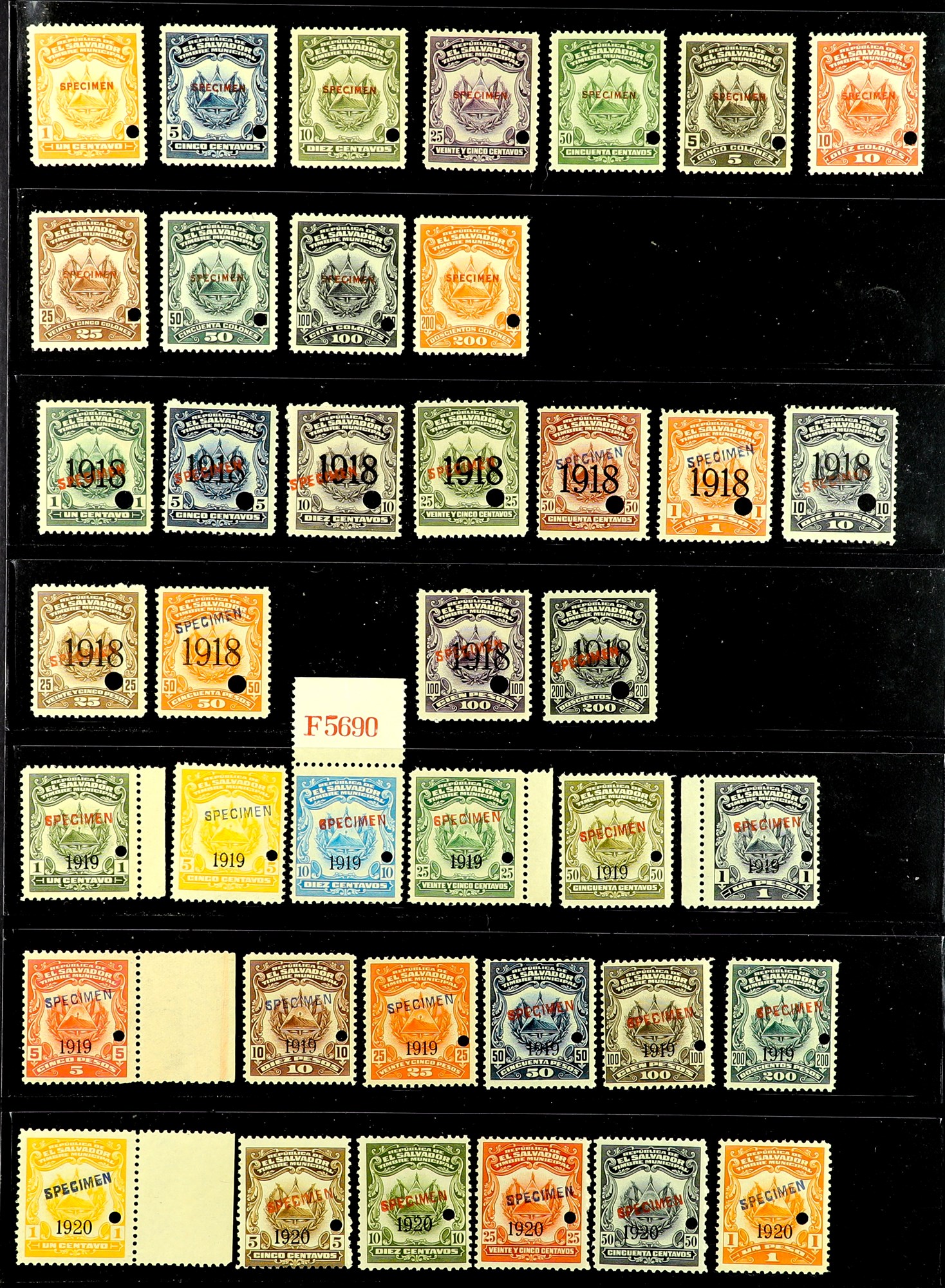 EL SALVADOR 1918 - 1933 'TIMBRE MUNICIPAL' REVENUE STAMPS collection of 180+ never hinged mint