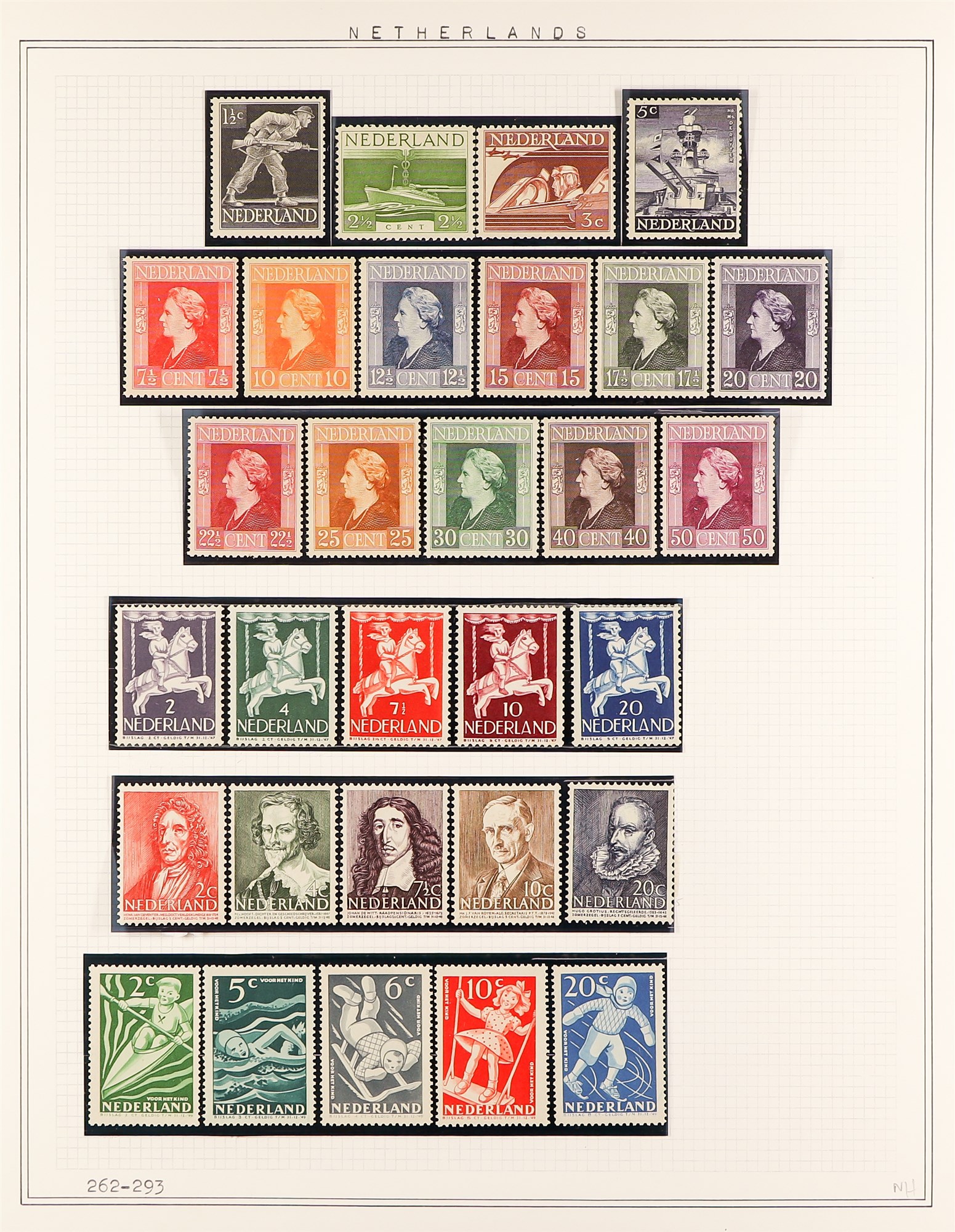 NETHERLANDS 1924 - 1967 NEVER HINGED MINT COLLECTION around 280 stamps on album pages, complete sets - Image 4 of 7
