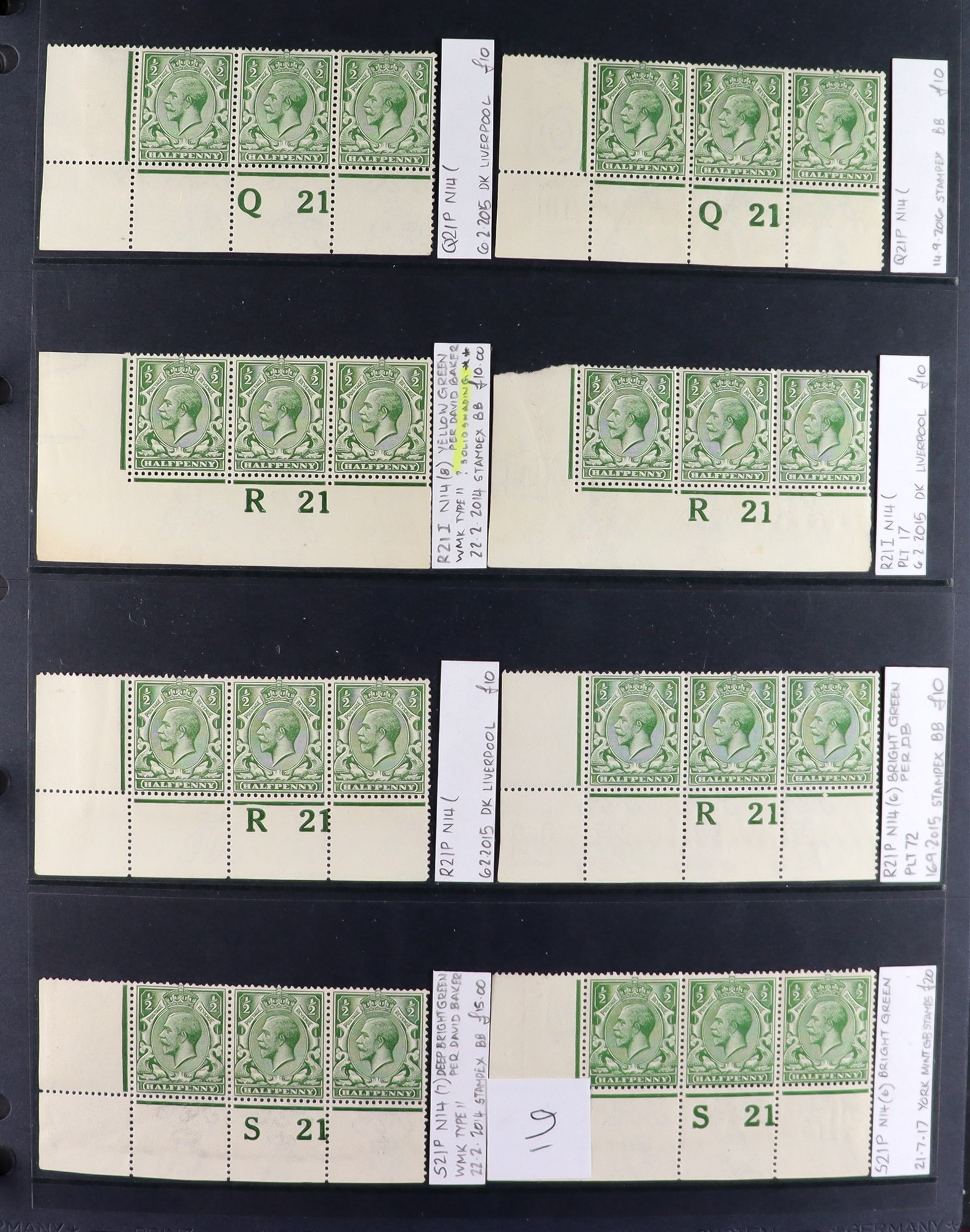 GB.GEORGE V 1912-24 ½d GREENS - SPECIALIZED CONTROL NUMBERS COLLECTION of mint (much never hinged - Image 9 of 27