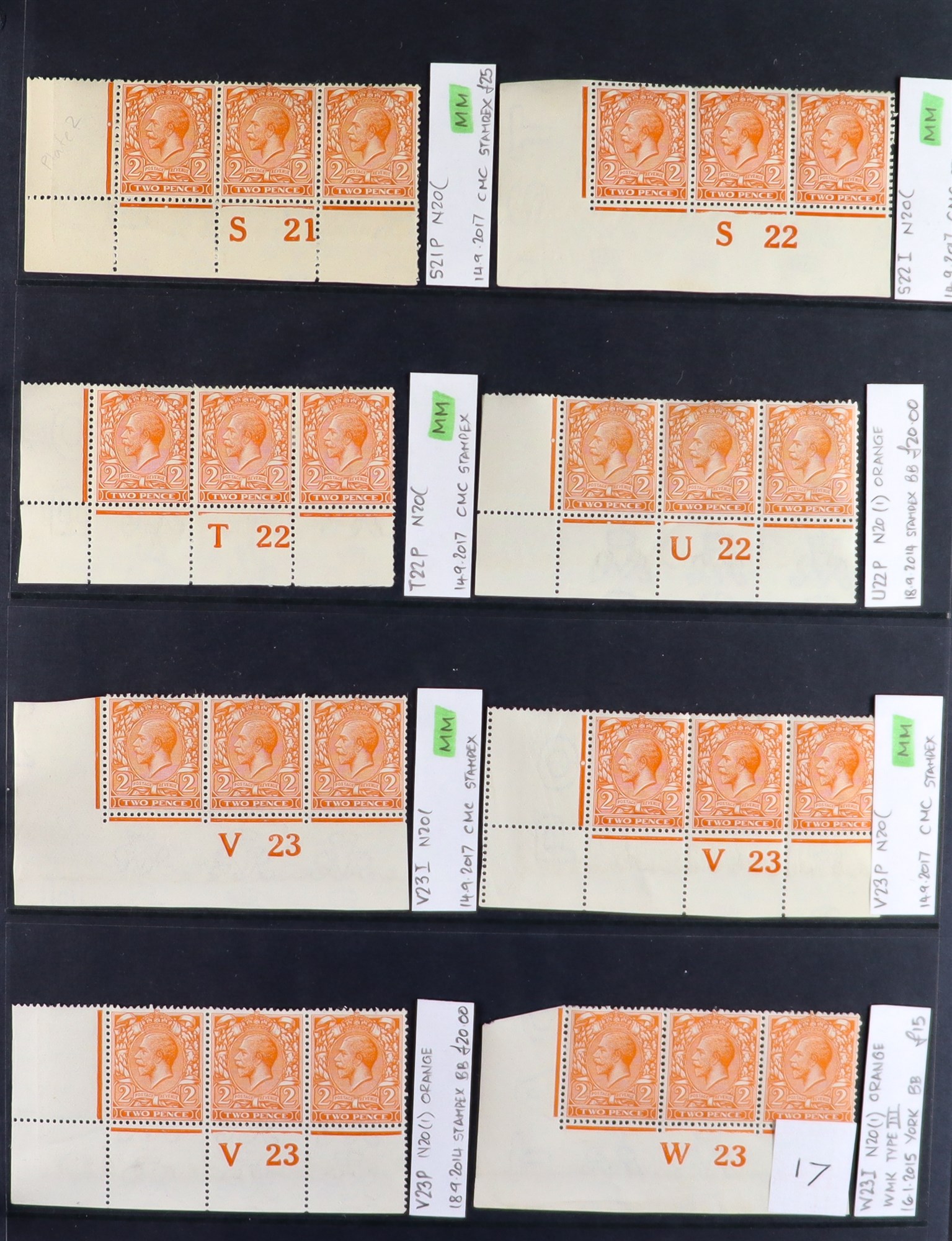 GB.GEORGE V 1912-24 2d ORANGE - SPECIALIZED CONTROL NUMBERS COLLECTION of mint (much never hinged - Image 17 of 17