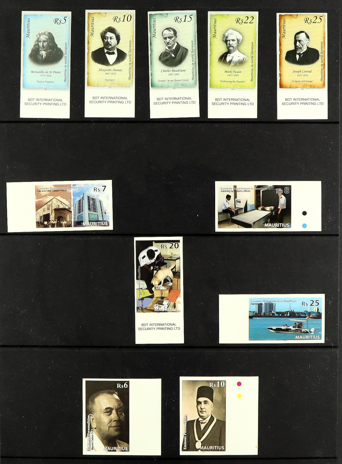 MAURITIUS 2005 - 2013 IMPERFORATE PROOFS of the 2005 Round Island set, 2006 Bicentenary of Mahebourg - Image 2 of 3