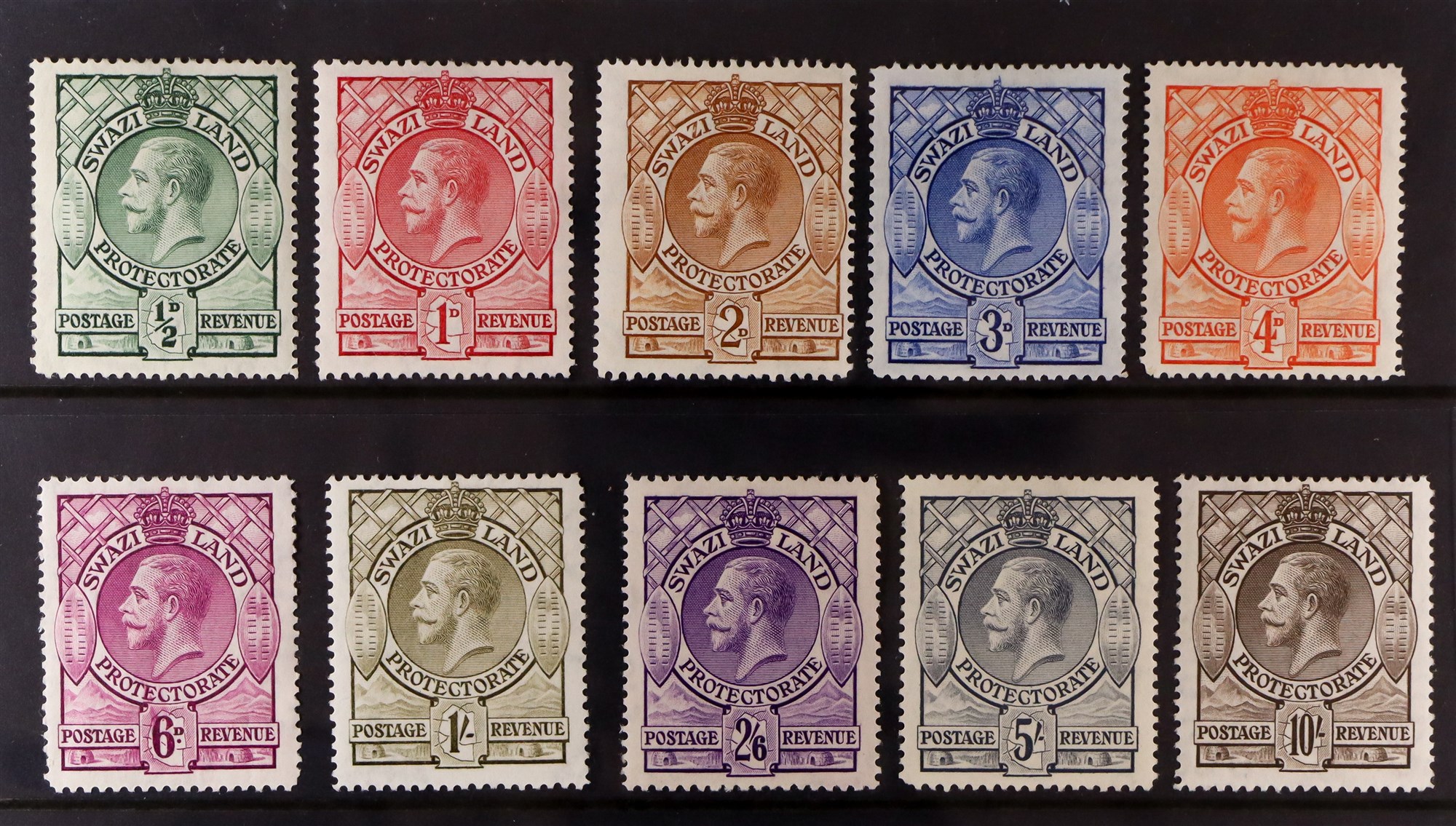 SWAZILAND 1933 Shields set, SG 11/20, fine mint. Cat. £180 (10 stamps)