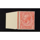 GB.GEORGE V 1912-24 1d pink Wmk Cypher, Spec N16(10), never hinged mint with sheet margin at left.