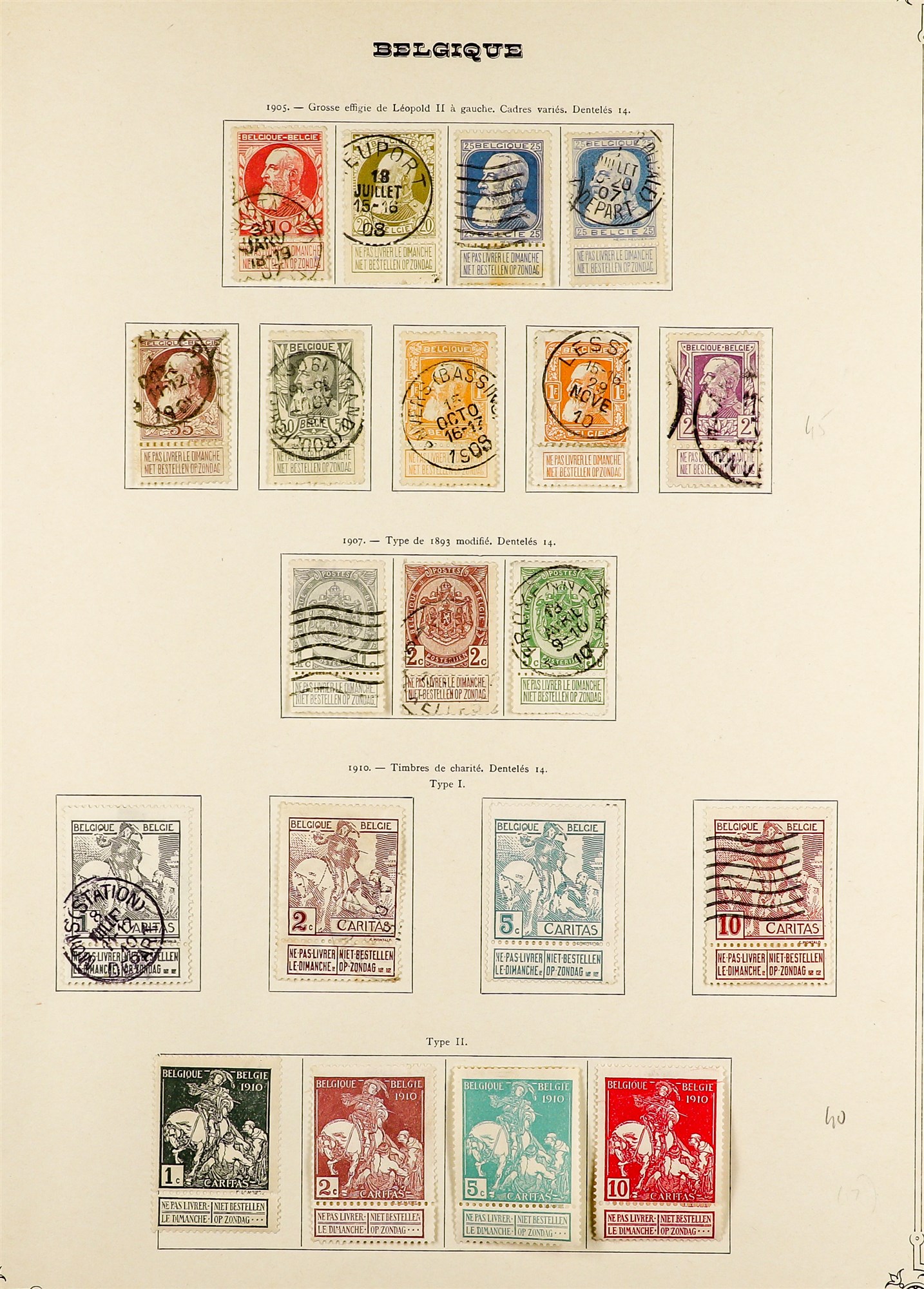 BELGIUM 1849 - 1942 COLLECTION of around 700 chiefly used stamps on album pages, comprehensive - Image 4 of 40