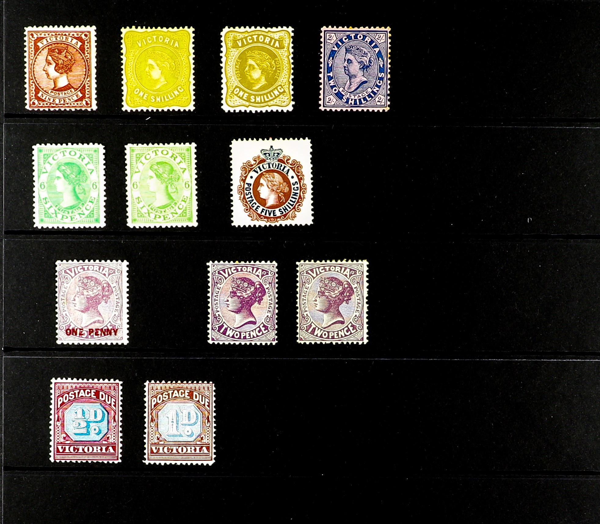 AUSTRALIAN STATES VICTORIA 1886 - 1913 MINT COLLECTION of over 45 stamps on protective pages, note