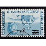 BR. ANTARCTIC TERR. 1971 3p on 3d blue surcharge WATERMARK INVERTED, SG 29w, used.