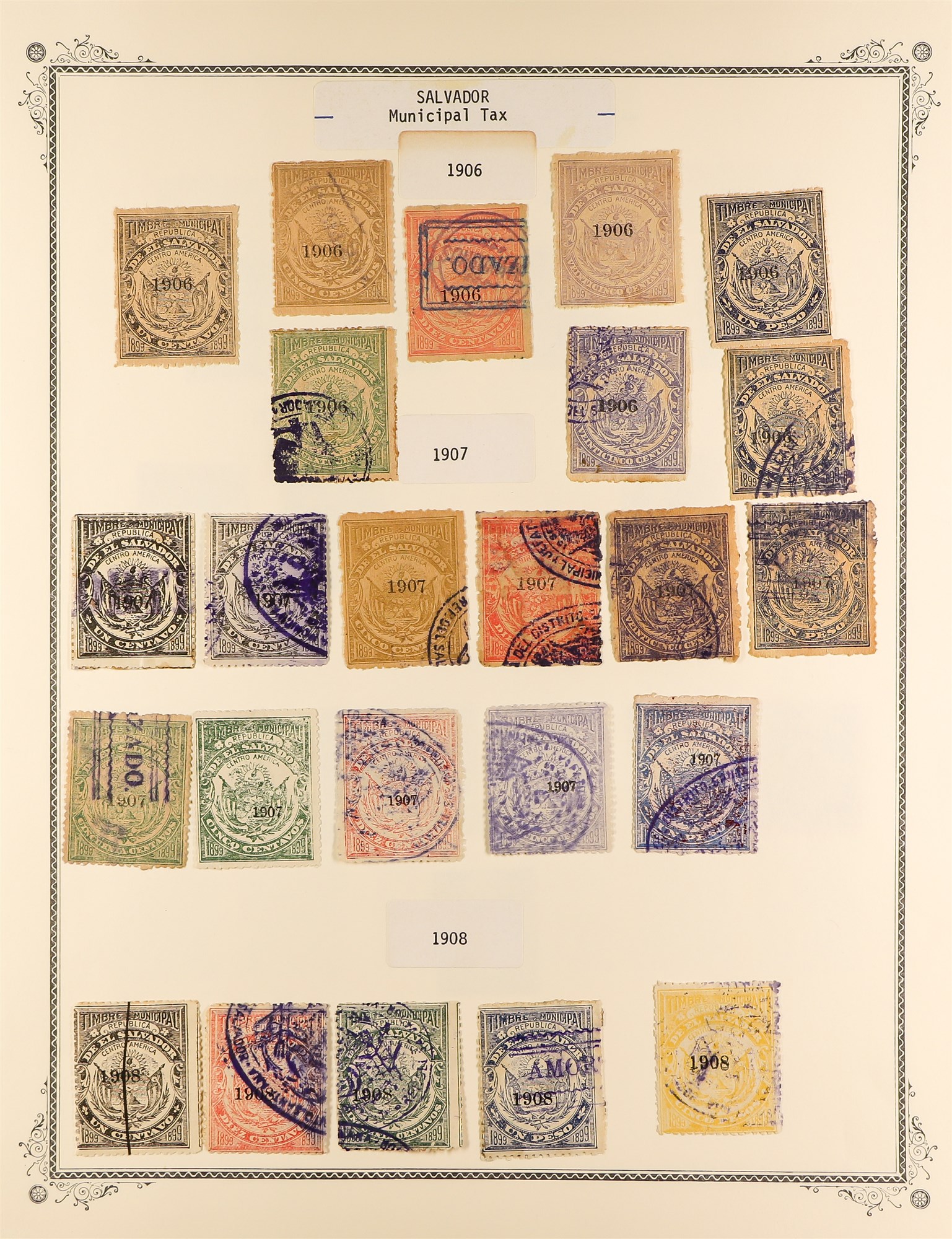 EL SALVADOR REVENUE STAMPS 1883 - 1925 mint & used collection of over 400 revenue stamps, on album - Image 21 of 27