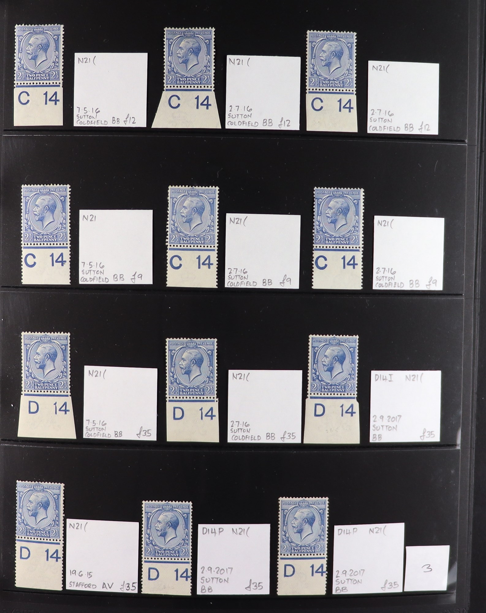 GB.GEORGE V 1912-24 2½d BLUES - SPECIALIZED CONTROL NUMBERS COLLECTION of mint (much never hinged - Image 3 of 20