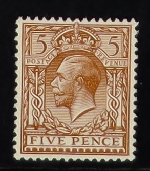 GB.GEORGE V 1912-24 5d yellow-brown NO WATERMARK, SG 382a, never hinged mint. Copy of the BPA