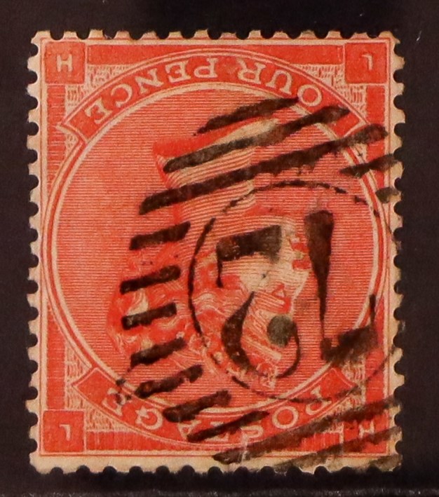 GB.QUEEN VICTORIA 1862-64 4d bright red (a very rich shade) small letters with INVERTED WATERMARK,