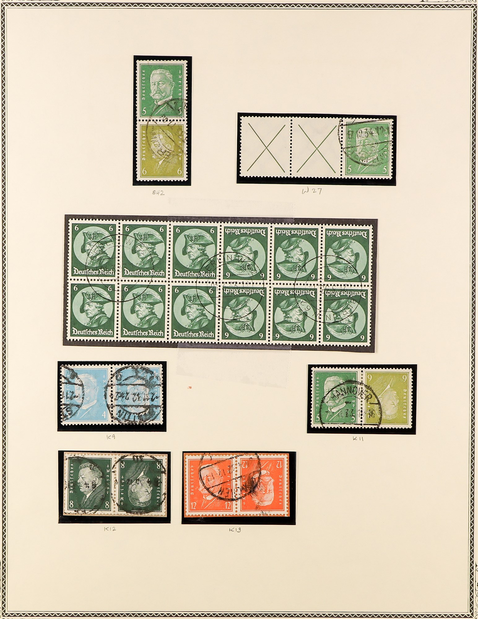 GERMANY 1932 - 1941 SE-TENANT AND TETE-BECHE collection of over 85 used multiples, each with