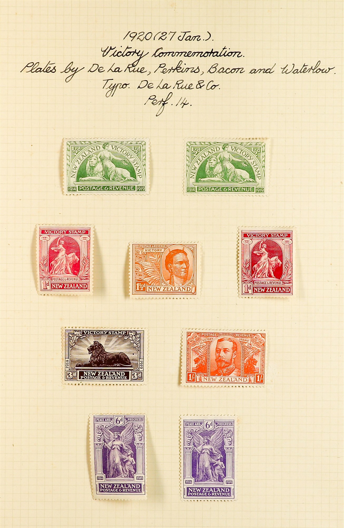 NEW ZEALAND 1900 - 1920 SEMI-SPECIALIZED MINT COLLECTION of 180+ stamps annotated on pages with - Image 16 of 16